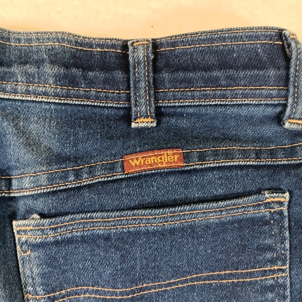 Vintage 70s Wrangler Jeans Mens 34x30 (31x29) Blue Denim Straight Cowboy Rodeo - Picture 6 of 11
